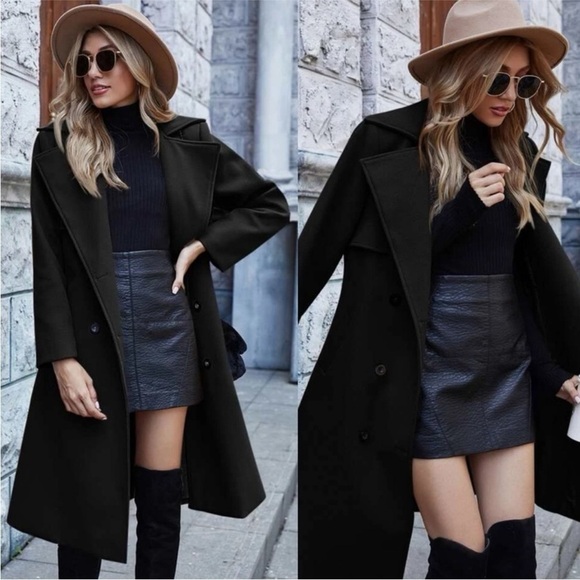 NWT Black Double Button Overcoat - Picture 5 of 10